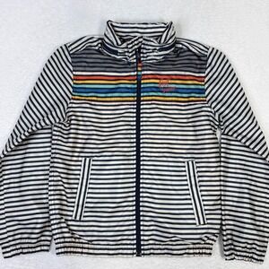 Quiksilver Kids Boys Navy Blue Striped Windbreaker Jacket Hooded Size 12